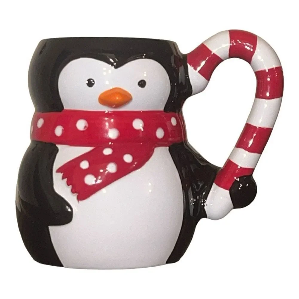 Pier 1 penguin holiday mug
